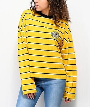 Ragged Jeans Yellow Striped Long Sleeve Tshirt Size small